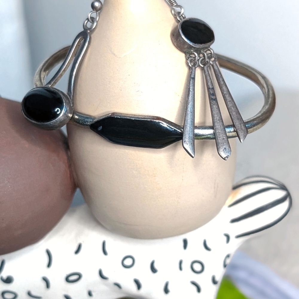 Source Unknown Black Silver Bracelet - image 1